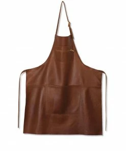 Dutchdeluxes Leather Zipper Apron In Classic Brown Cookware