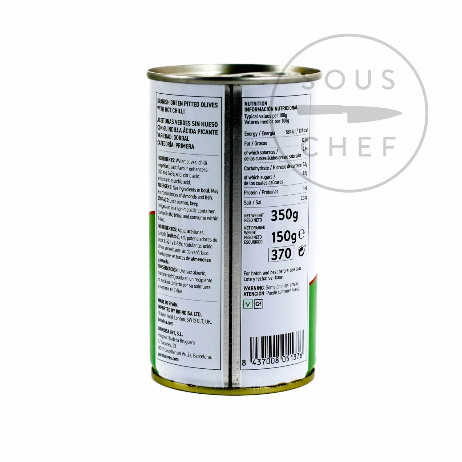 Perello Gordal Pitted Olives Ingredients