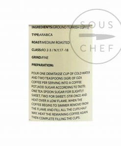 Oza Kahve Turkish Coffee 250g Ingredients
