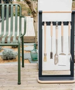 Andree Jardin Beech Wood BBQ Utensils + Magnetic Rack Set