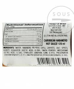 Ingredients El Yucateco Habanero Caribbean Sauce 120ml
