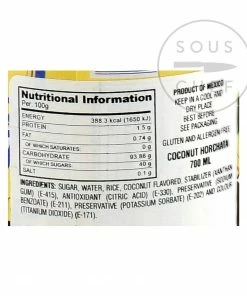 Ingredients El Yucateco Coconut Flavour Horchata 700ml