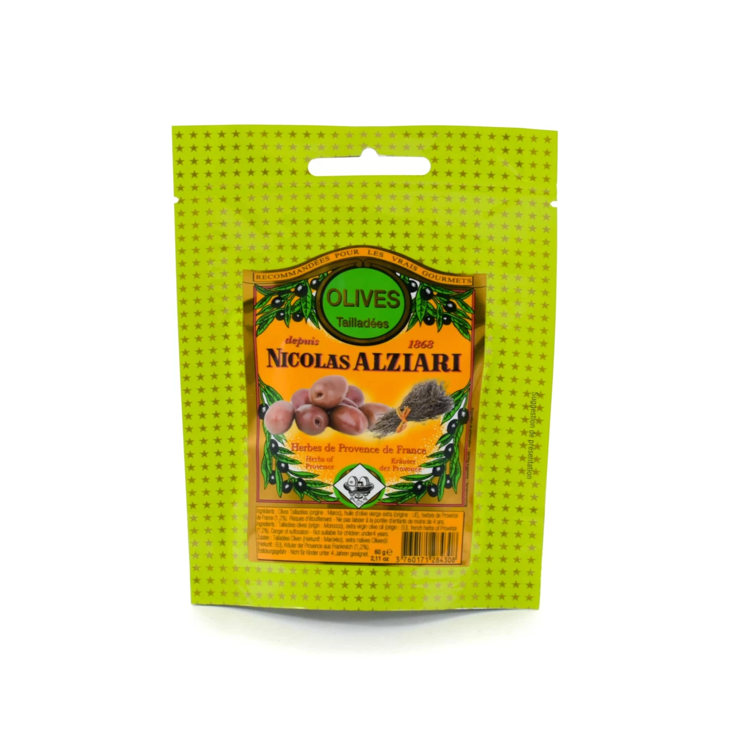 Nicolas Alziari Savoury Snacks & Crackers Alziari Olives With Herbes De Provence 60g
