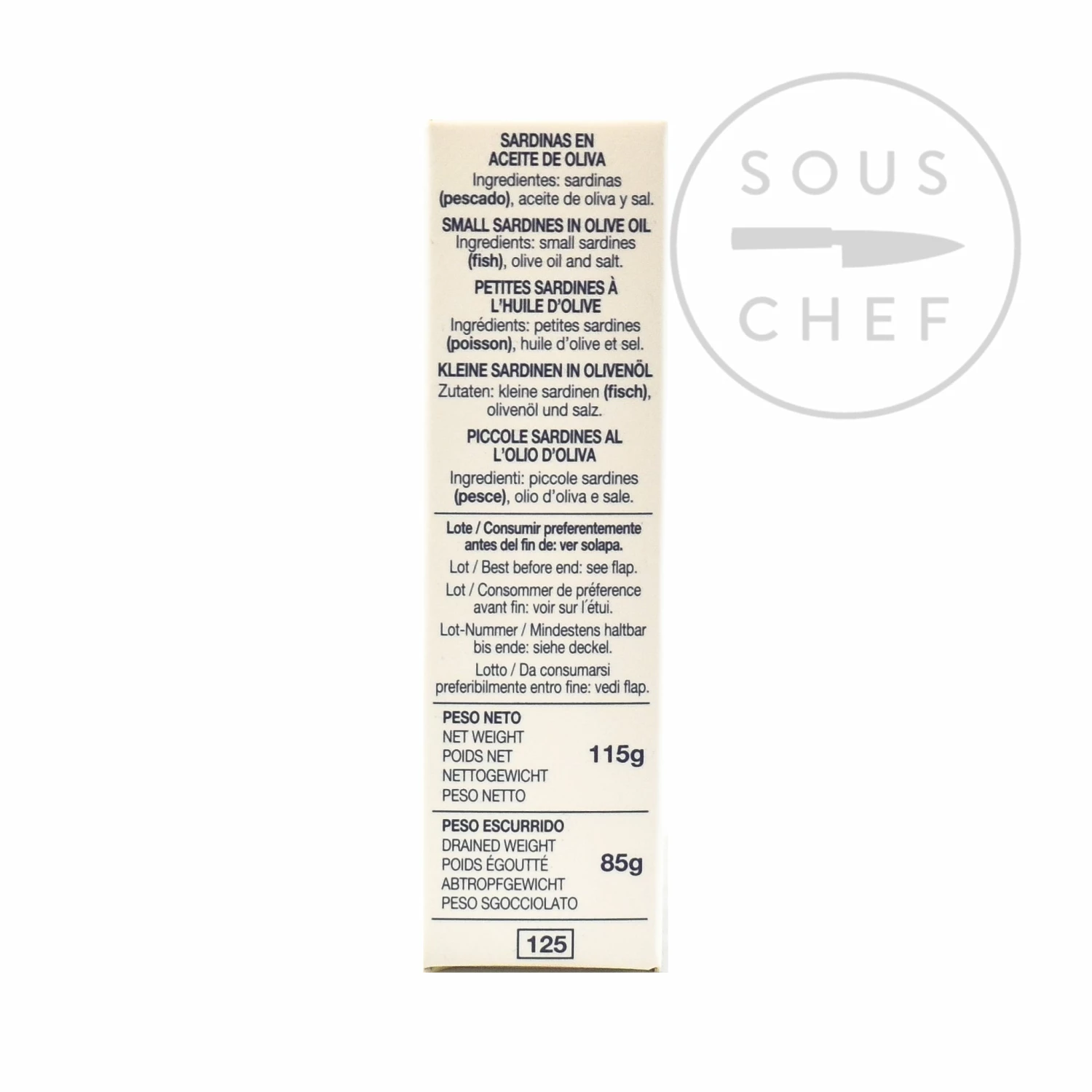 Ingredients La Brujula Sardinillas - Small Sardines 115g