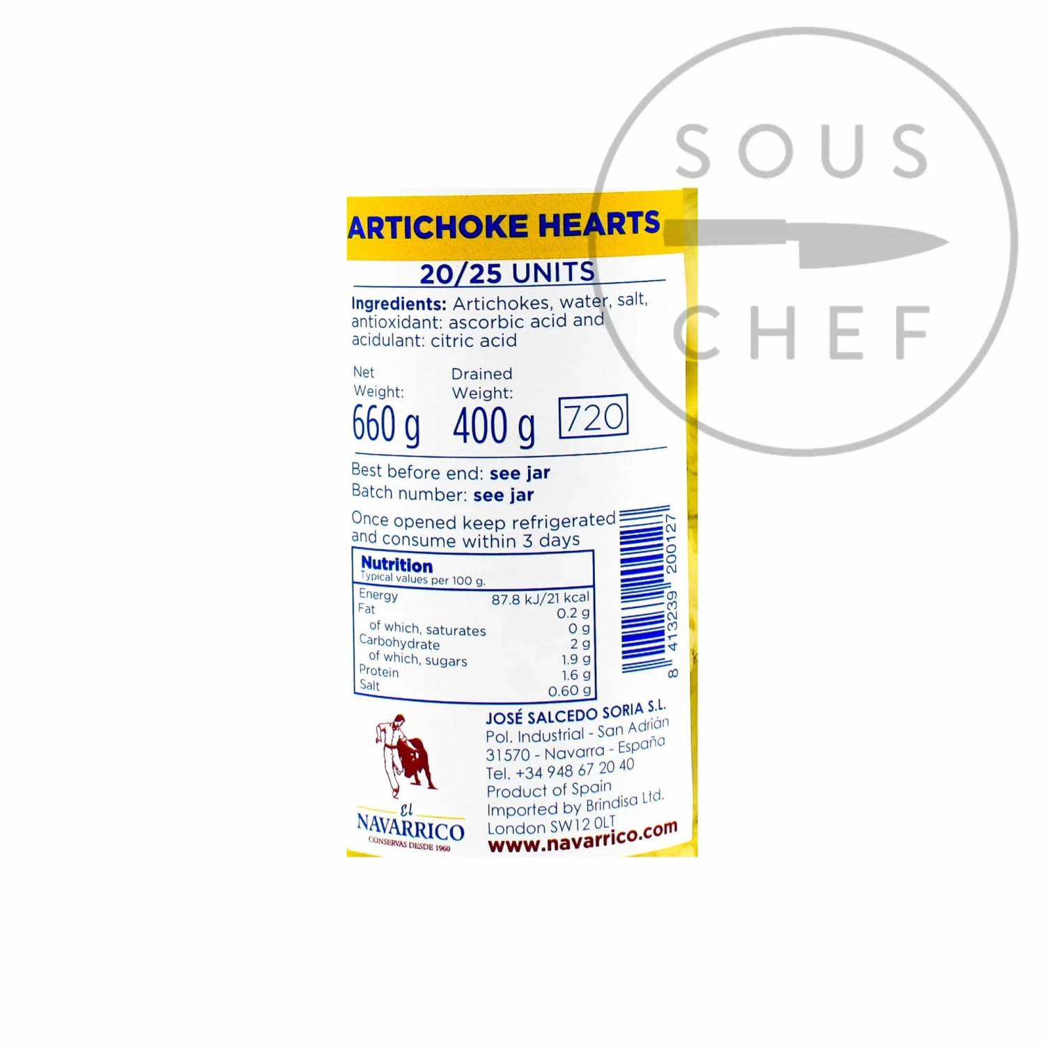 Navarrico Artichoke Hearts 660g Tinned Tomatoes & Veg