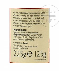 Opies Red Maraschino Cocktail Cherries With Stem 225g Ingredients
