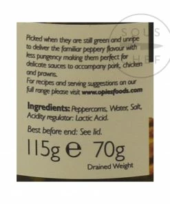 Opies Green Peppercorns In Brine 115g Ingredients