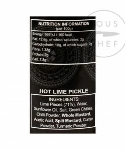 Ingredients Ferns' Hot Lime Pickle 380g