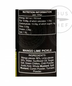 Ingredients Ferns' Mango Lime Pickle 380g