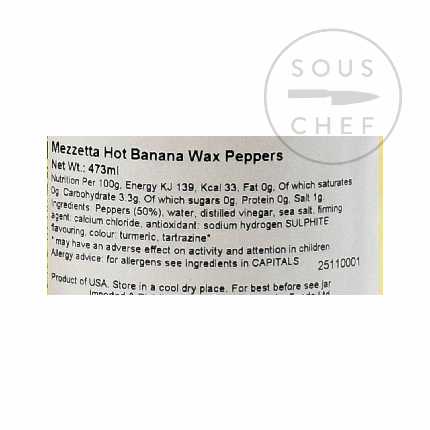 Mezzetta Hot Banana Wax Peppers 473g Ingredients