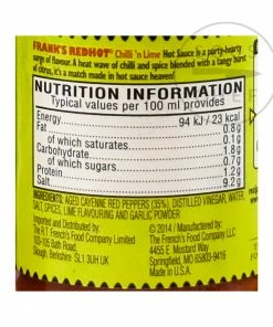 Frank's Red Hot Chilli & Lime Sauce 148ml Ingredients