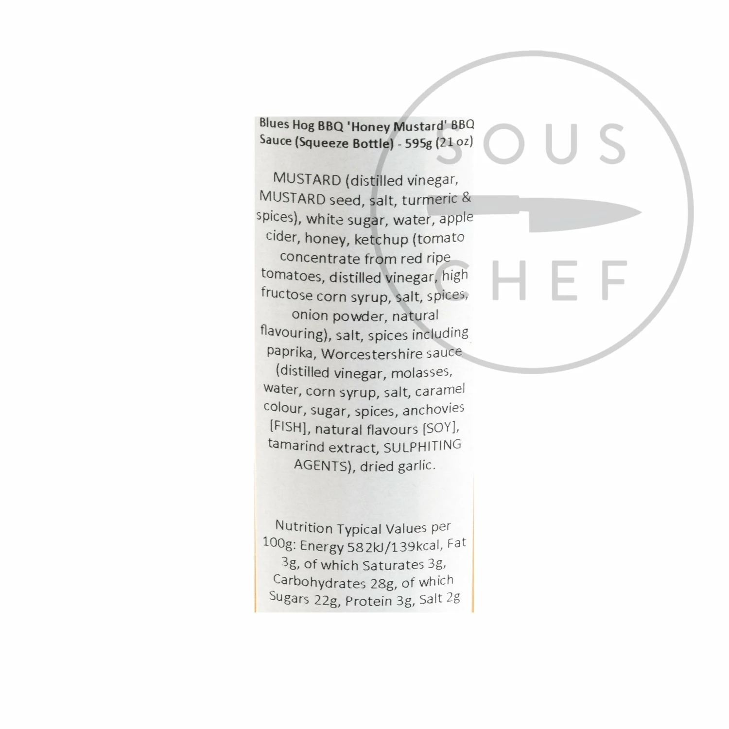 Blues Hog 'Honey Mustard' BBQ Sauce 595g Ingredients