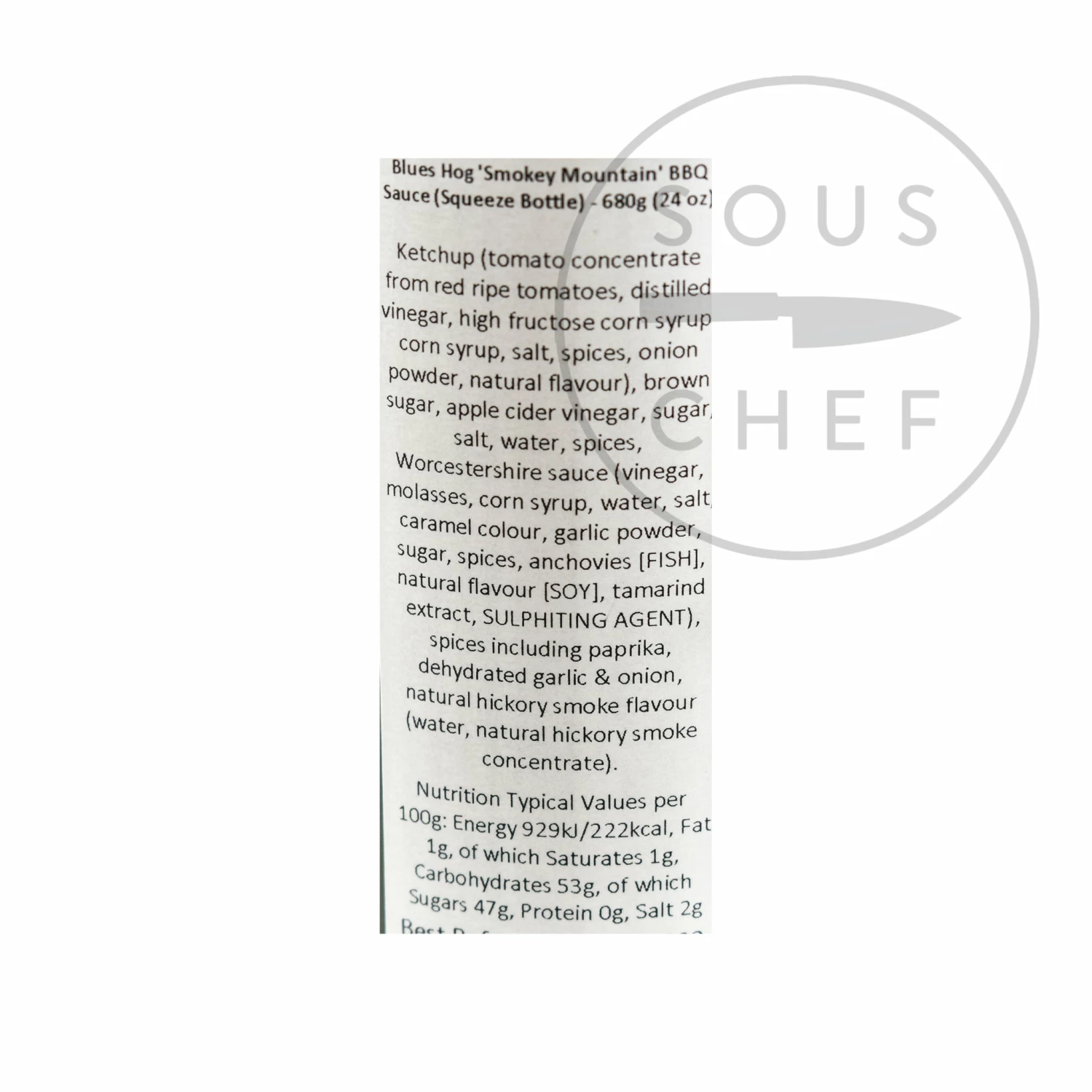 Ingredients Blues Hog Smokey Mountain BBQ Sauce 680g