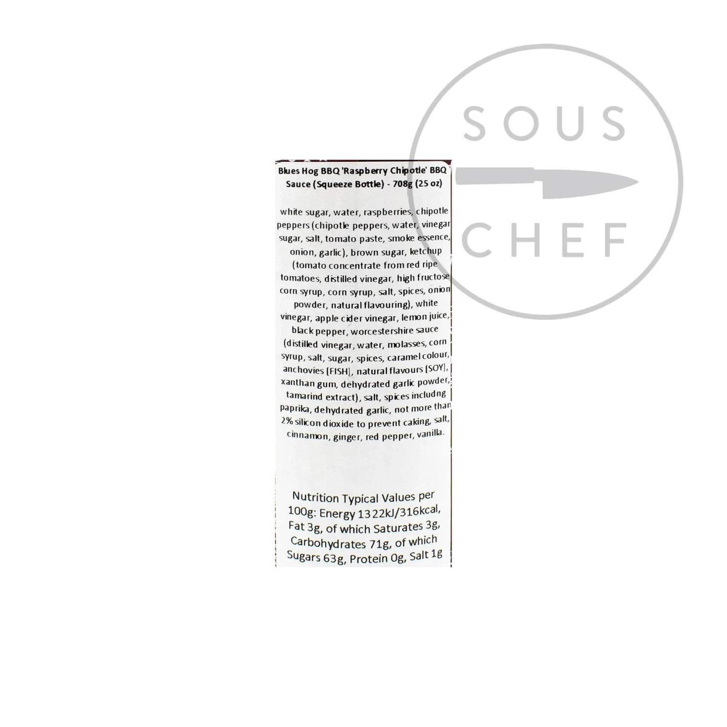 Blues Hog Raspberry Chipotle BBQ Sauce 708g Ingredients