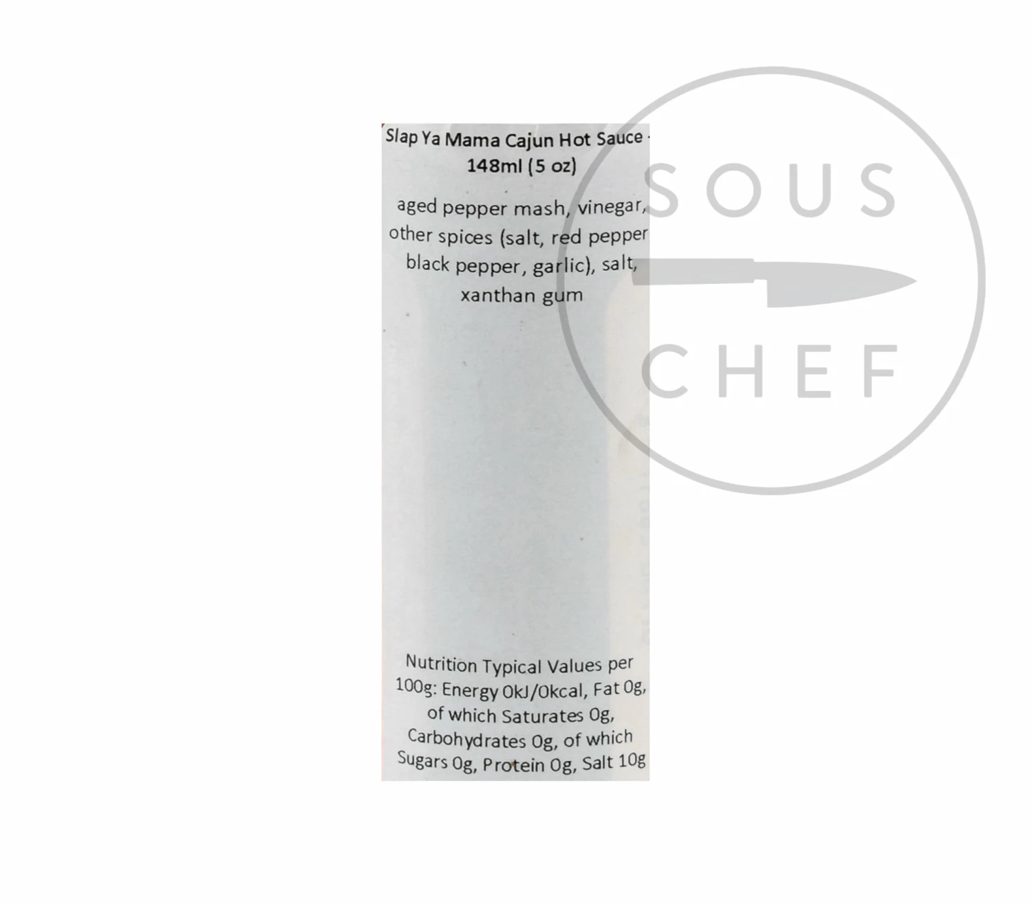 Ingredients Slap Ya Mama Cajun Hot Sauce 148ml