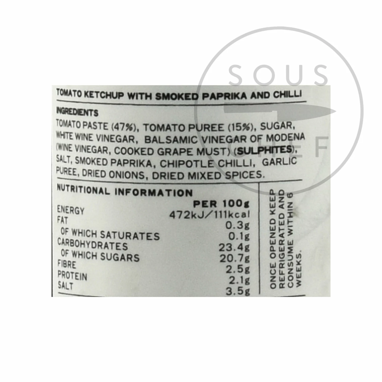 Ingredients Belazu Smoked Chilli Ketchup 300g