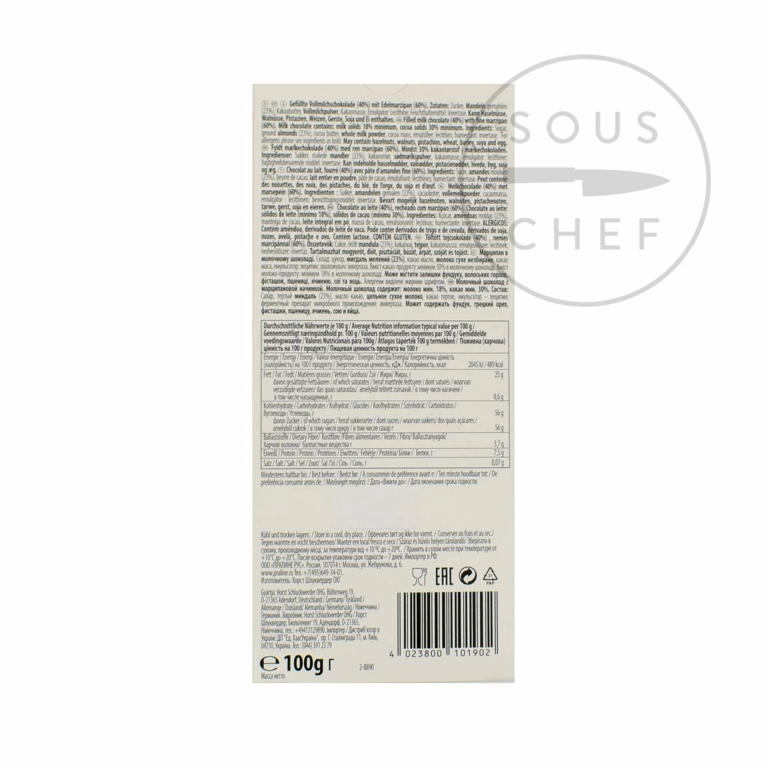 Schluckwerder Edel Marzipan With Milk Chocolate 100g