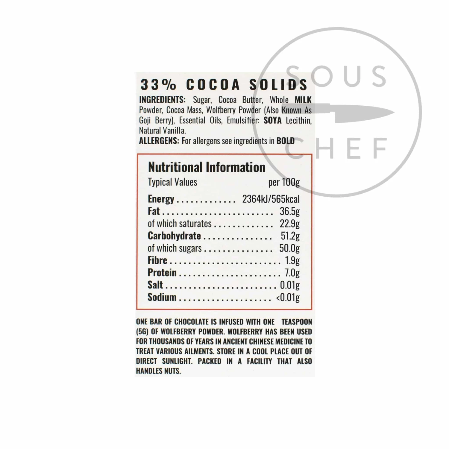 Ingredients Wizards Enchanted Forest Wolf Berry Chocolate 55g