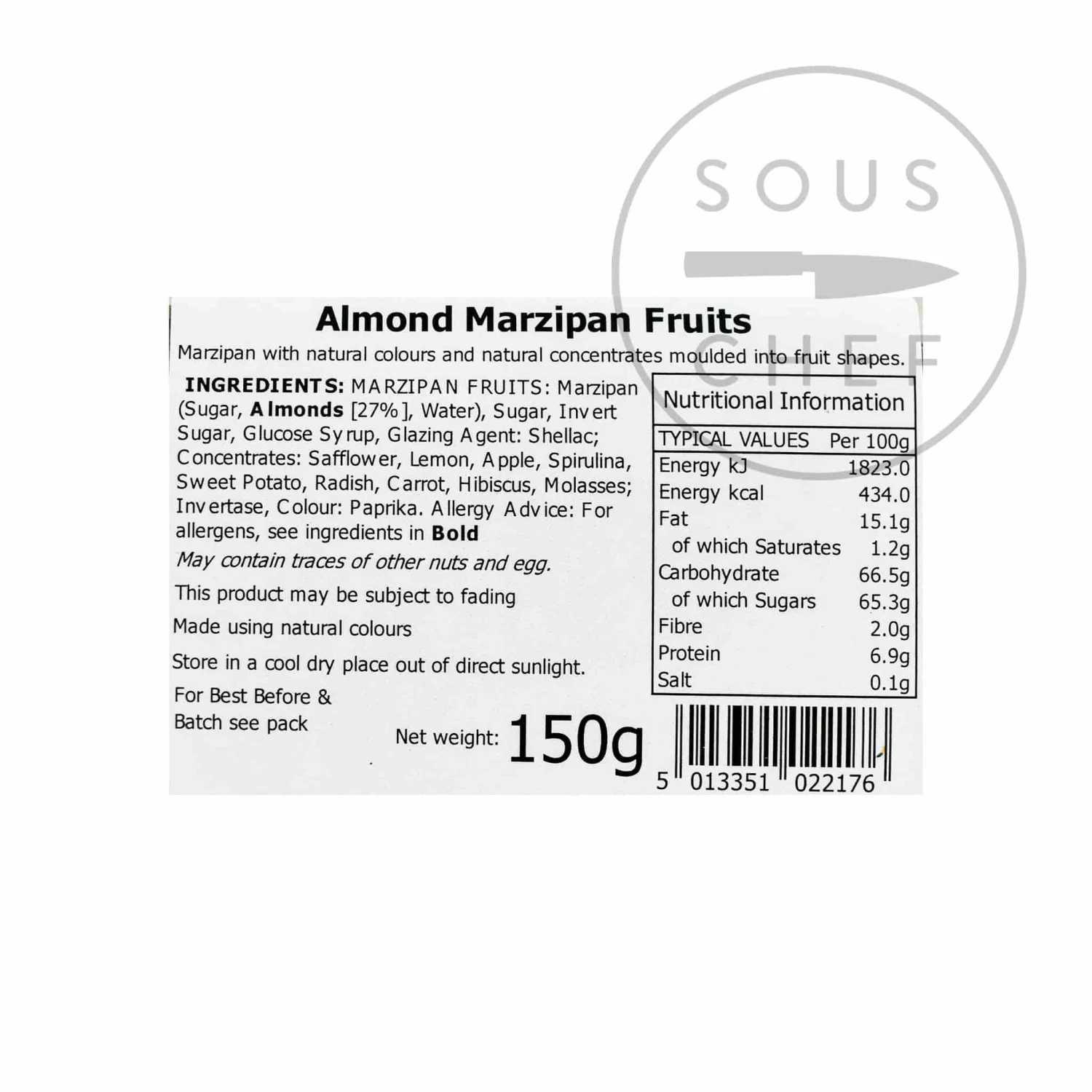Marzipan Fruits 150g Ingredients