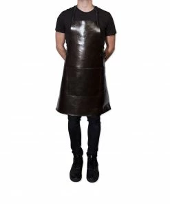 Dutchdeluxes Leather BBQ Apron In Metallic Bronze Cookware