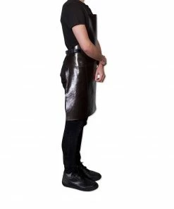 Dutchdeluxes Leather BBQ Apron In Metallic Bronze Cookware