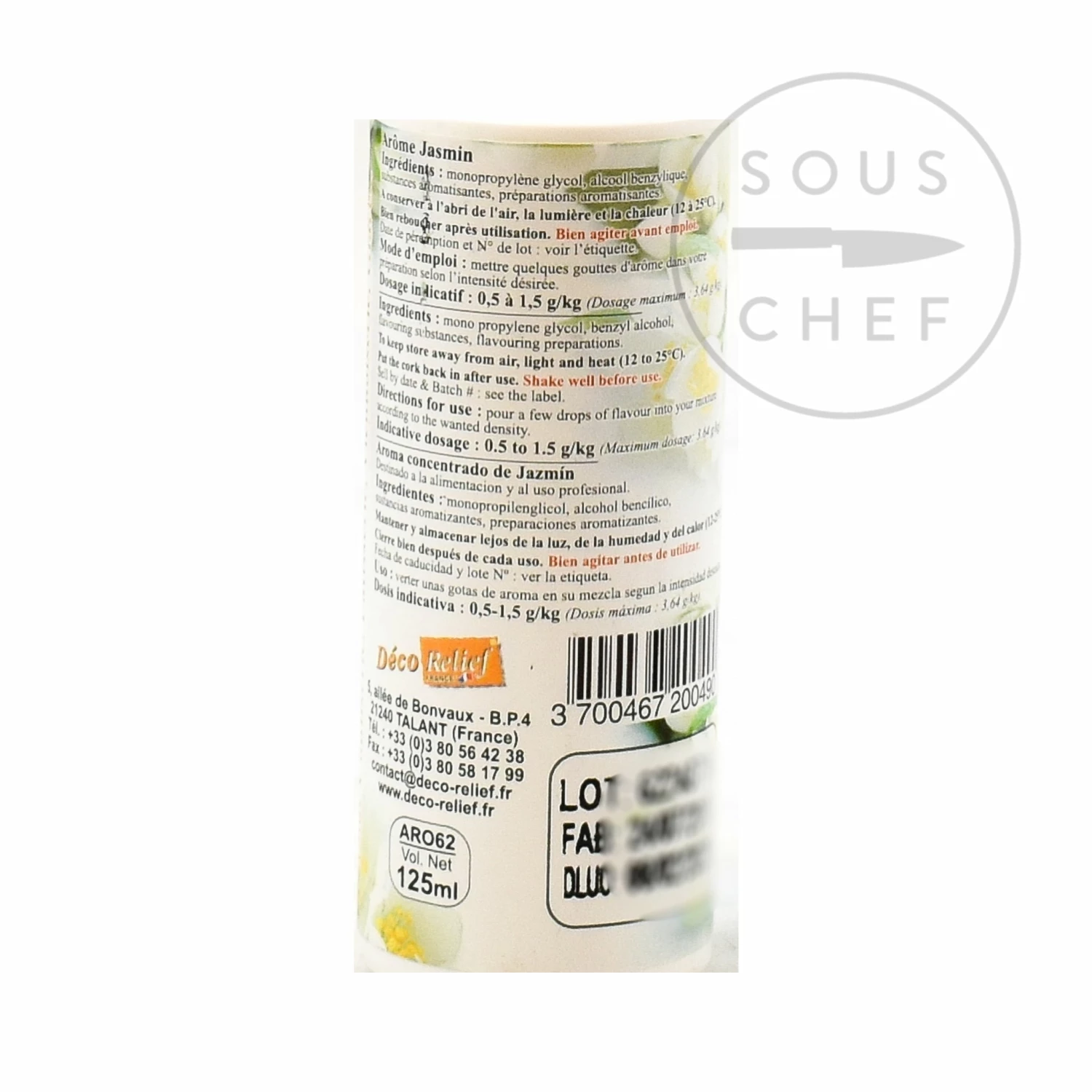 Deco Relief Concentrated Jasmine Flavour 125ml Ingredients