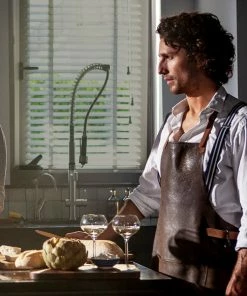 Dutchdeluxes Leather BBQ Apron In Vintage Brown