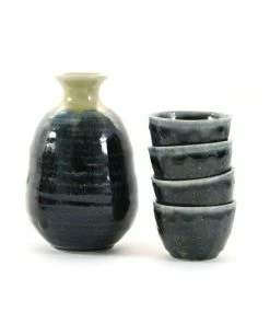 Kiji Stoneware & Ceramics Blue Glaze Sake Set Tableware