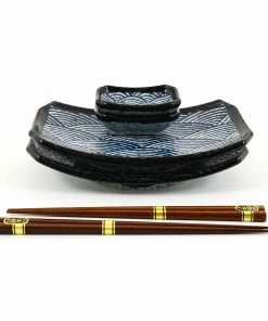 Kiji Stoneware & Ceramics Tableware Blue Wave Sushi Serving Set