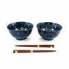 Kiji Stoneware & Ceramics Blue Sakura Udon Bowl Set Tableware