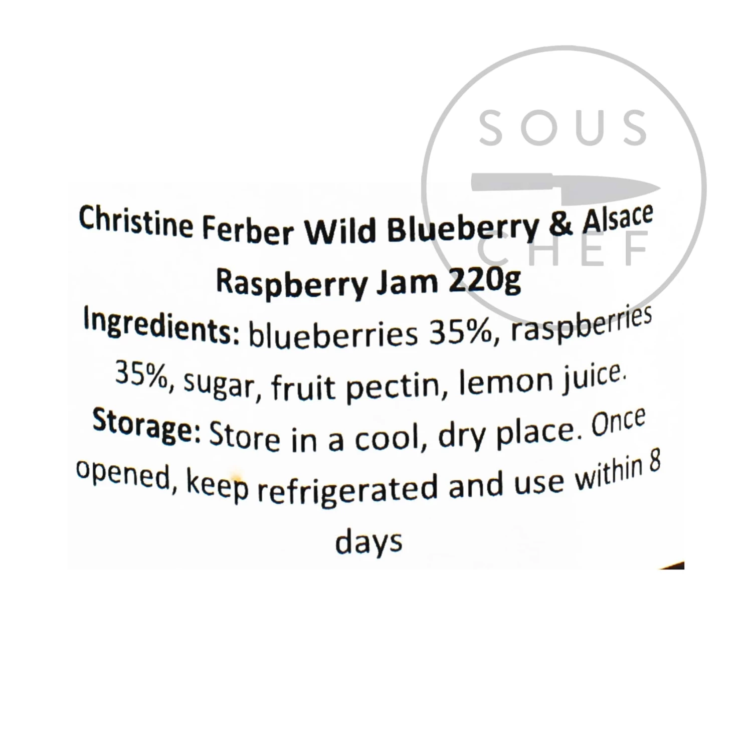 Ingredients Christine Ferber Wild Blueberry & Alsace Raspberry Jam 220g