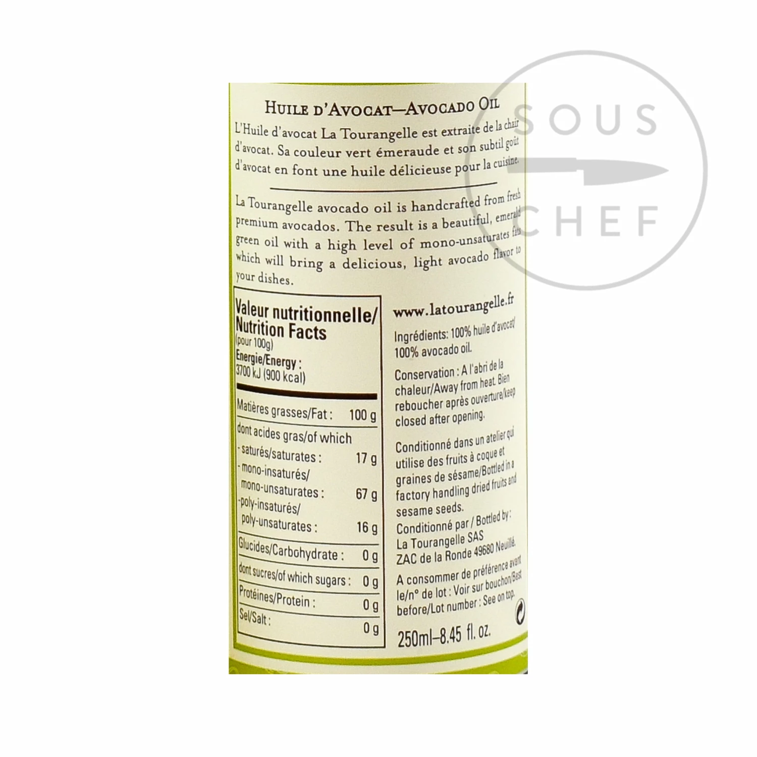 La Tourangelle Avocado Oil 250ml Ingredients