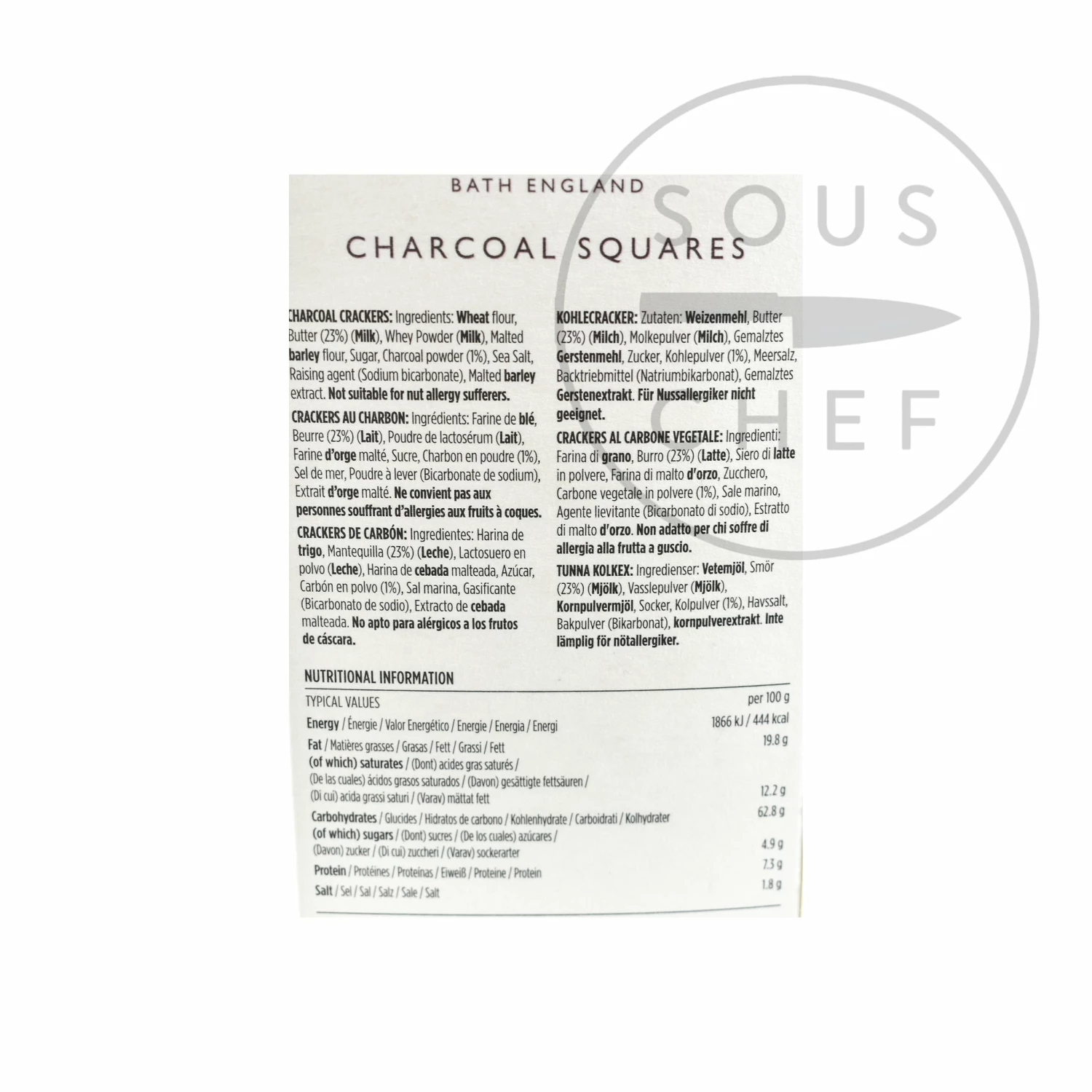 The Fine Cheese Co Ingredients Charcoal Crackers 140g