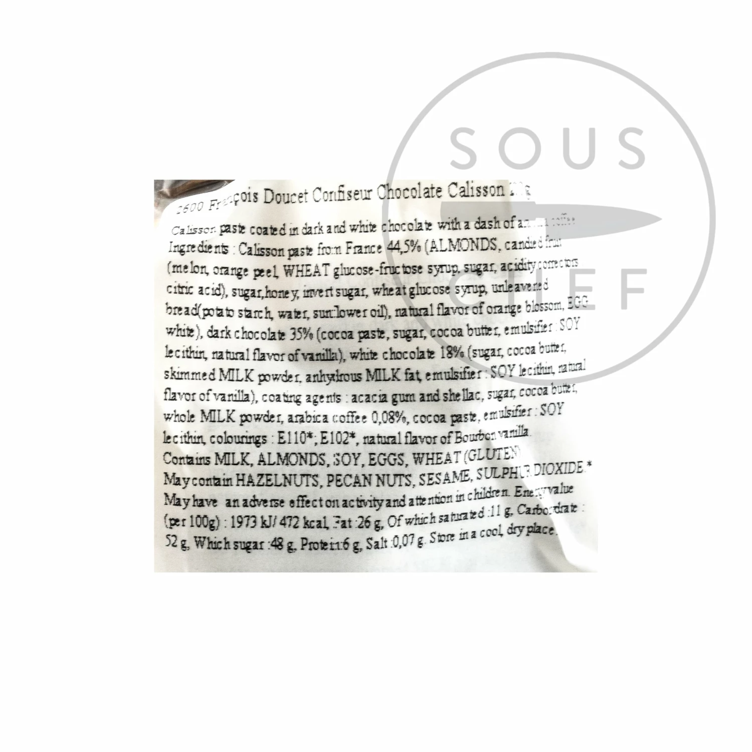 Francois Doucet Chocolate Coated Calisson Pearls 200g Ingredients