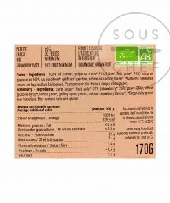 Francois Doucet Organic Strawberry Paste 170g Ingredients