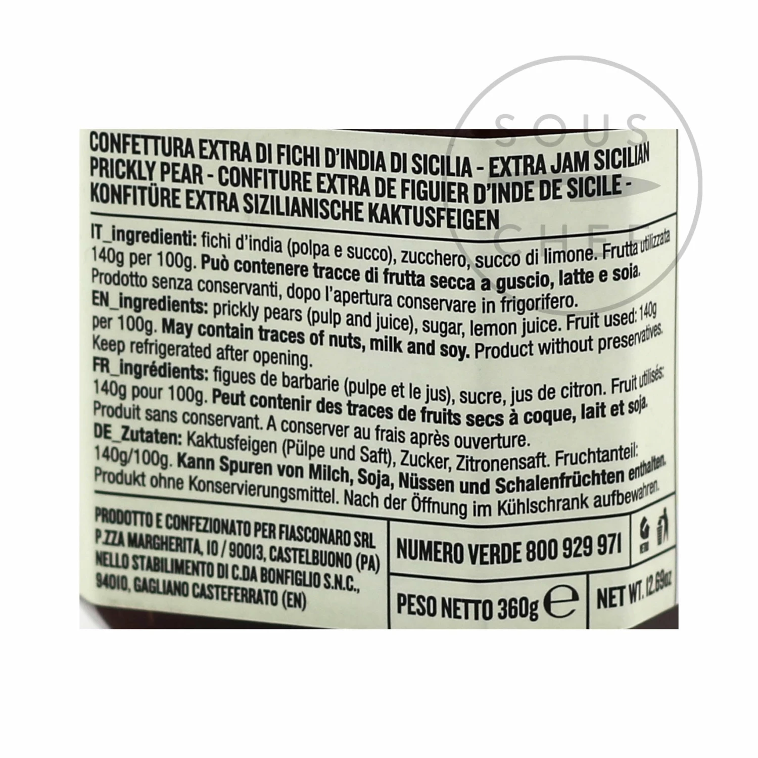 Ingredients Fiasconaro Prickly Pear Jam 360g