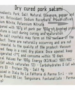 La Fattoria Di Parma Salami Felino IGP Riserva 290g Ingredients