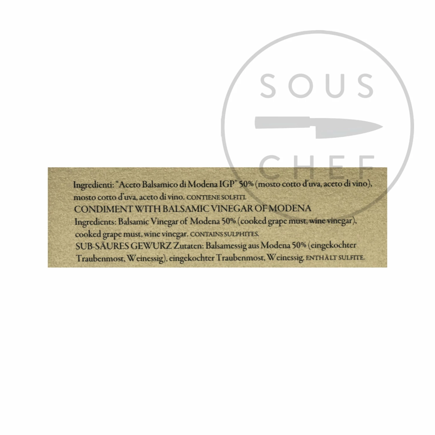 Giuseppe Giusti Single Wood Aged Balsamic Vinegar Collection Ingredients