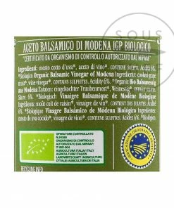 Ingredients Giuseppe Giusti Organic 3 Gold Medal Balsamic Vinegar 12 Year Aged 250ml