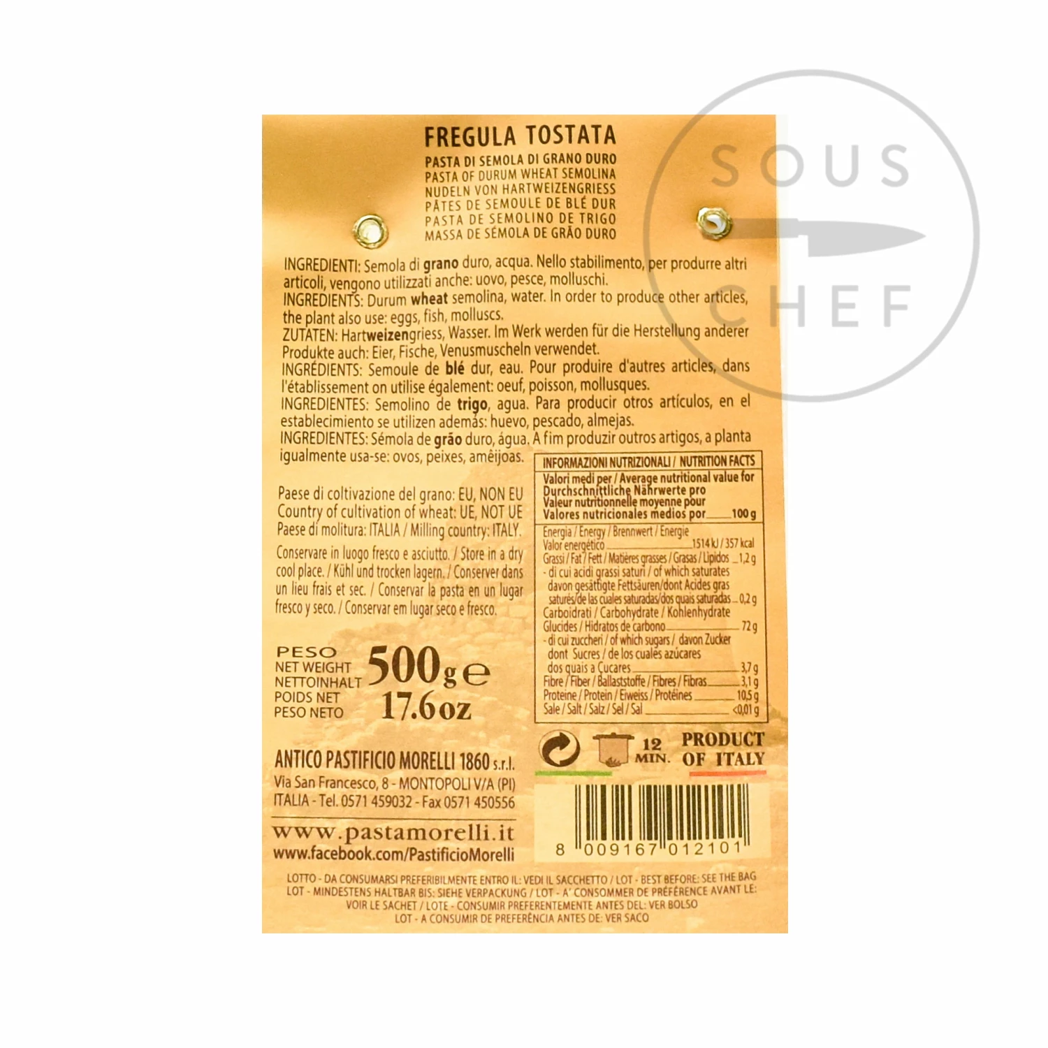 Morelli Fregola Sarda 500g Ingredients