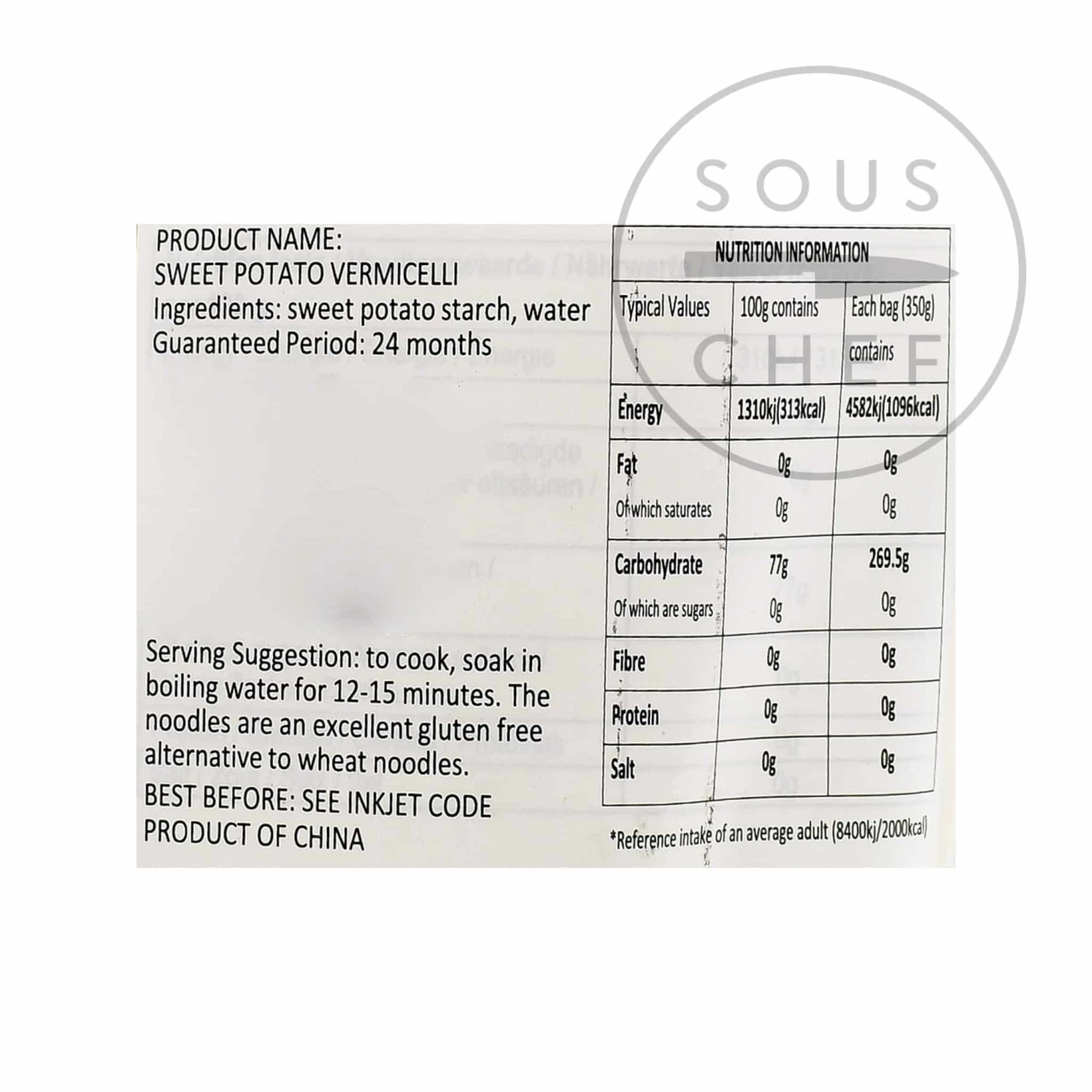 Ingredients Fish Well Brand Sweet Potato Vermicelli