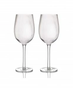 BarCraft Tableware Ribbed Wine Glasses 450ml Set Of 2