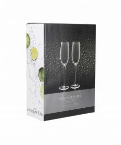 BarCraft Ribbed Champagne Flutes 220ml Set Of 2