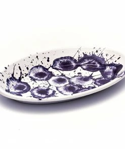 Kapka Splatter Madness Enamel Oval Serving Plate Purple 31cm Enamel - Kapka