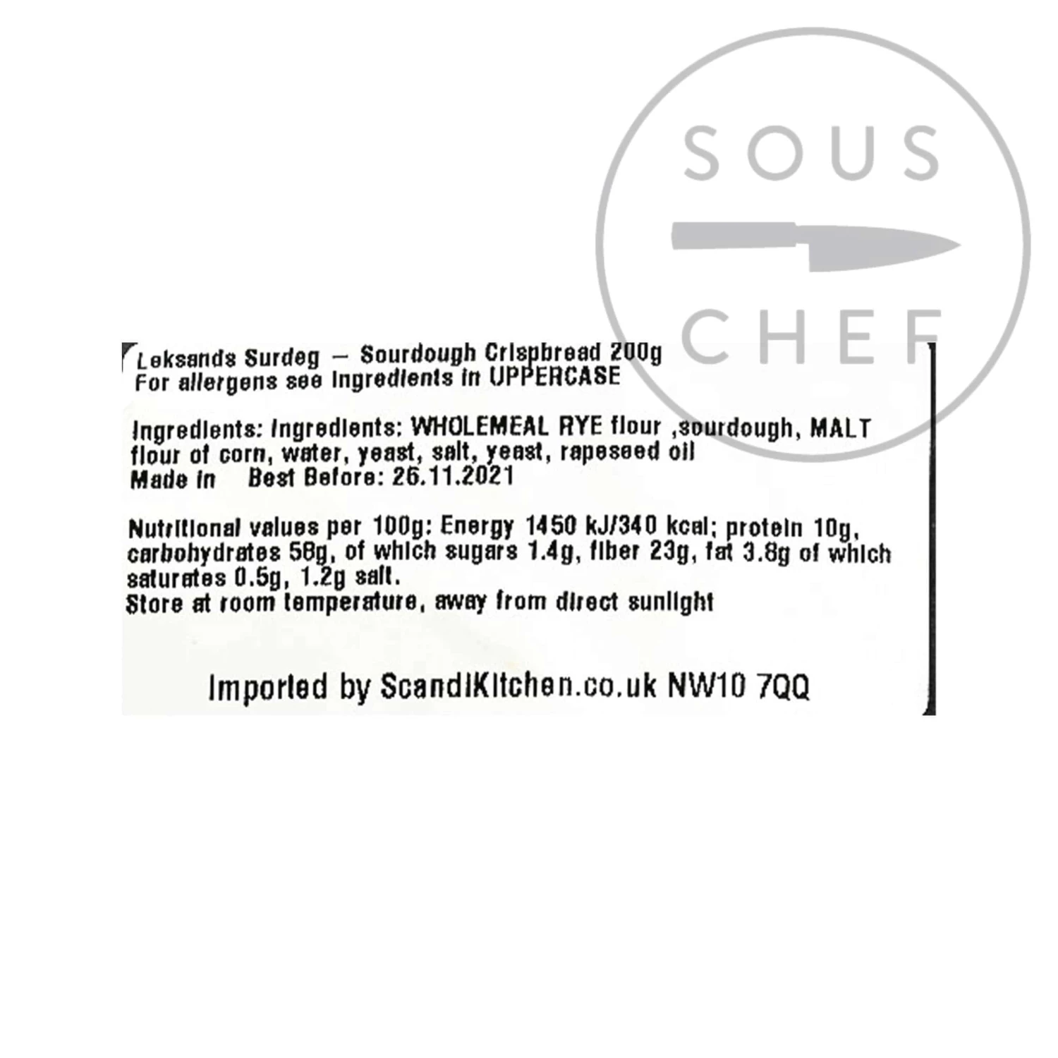 Leksands Sourdough Crispbread 200g Ingredients