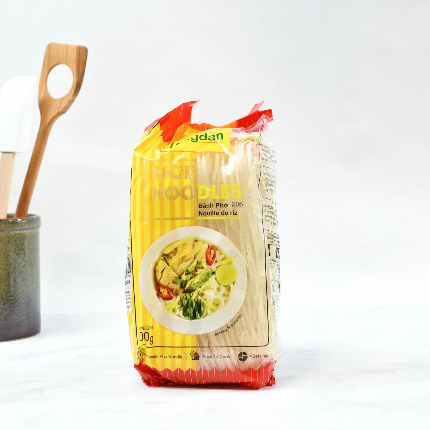 Longdan Ingredients Vietnamese Rice Pho Noodles Banh Pho 2.5mm 400g