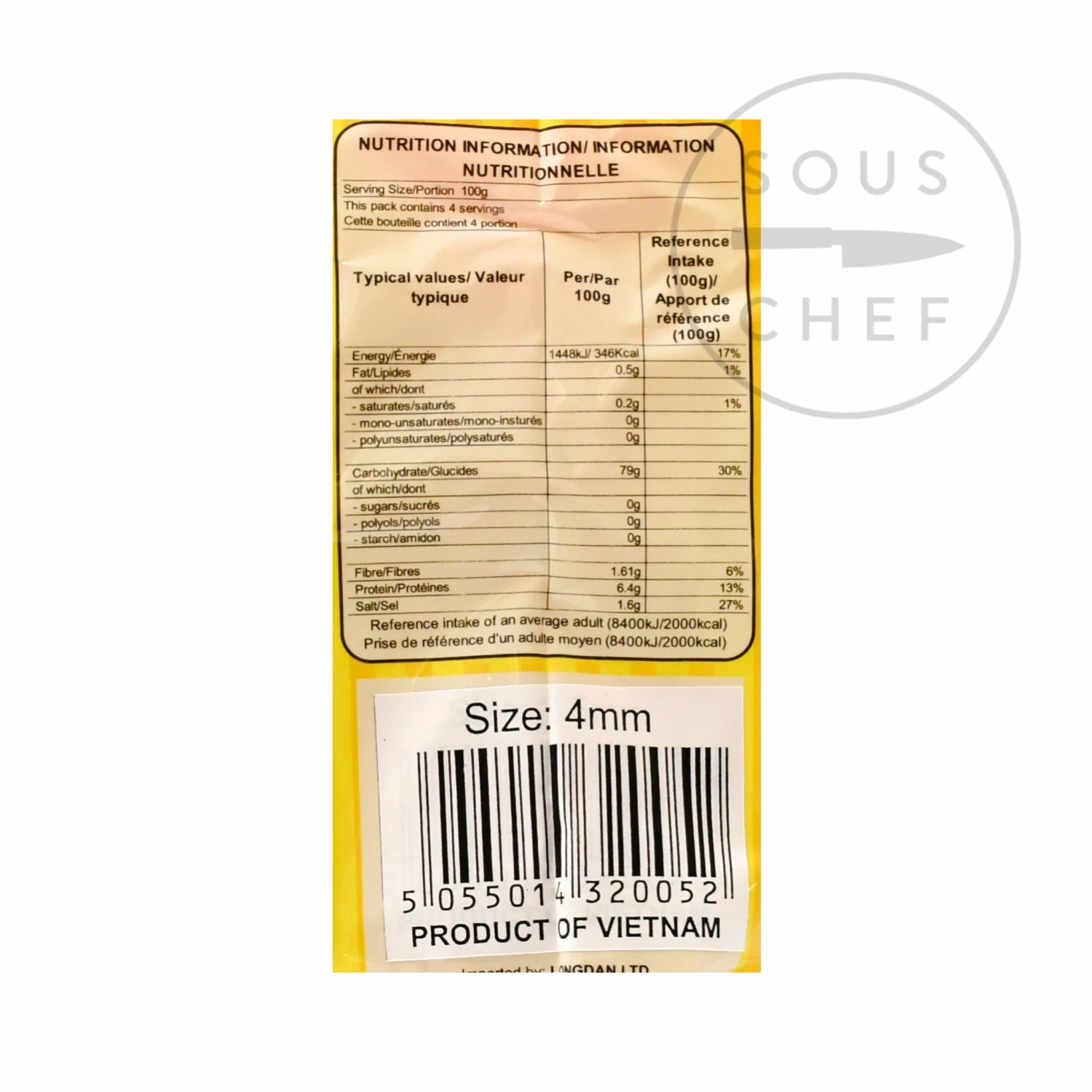 Longdan Ingredients Vietnamese Rice Pho Noodles Bahn Pho 4mm 400g