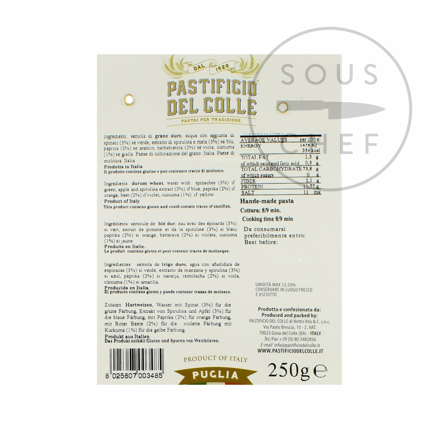 Pastificio Del Colle Rainbow Striped Sombreroni 250g