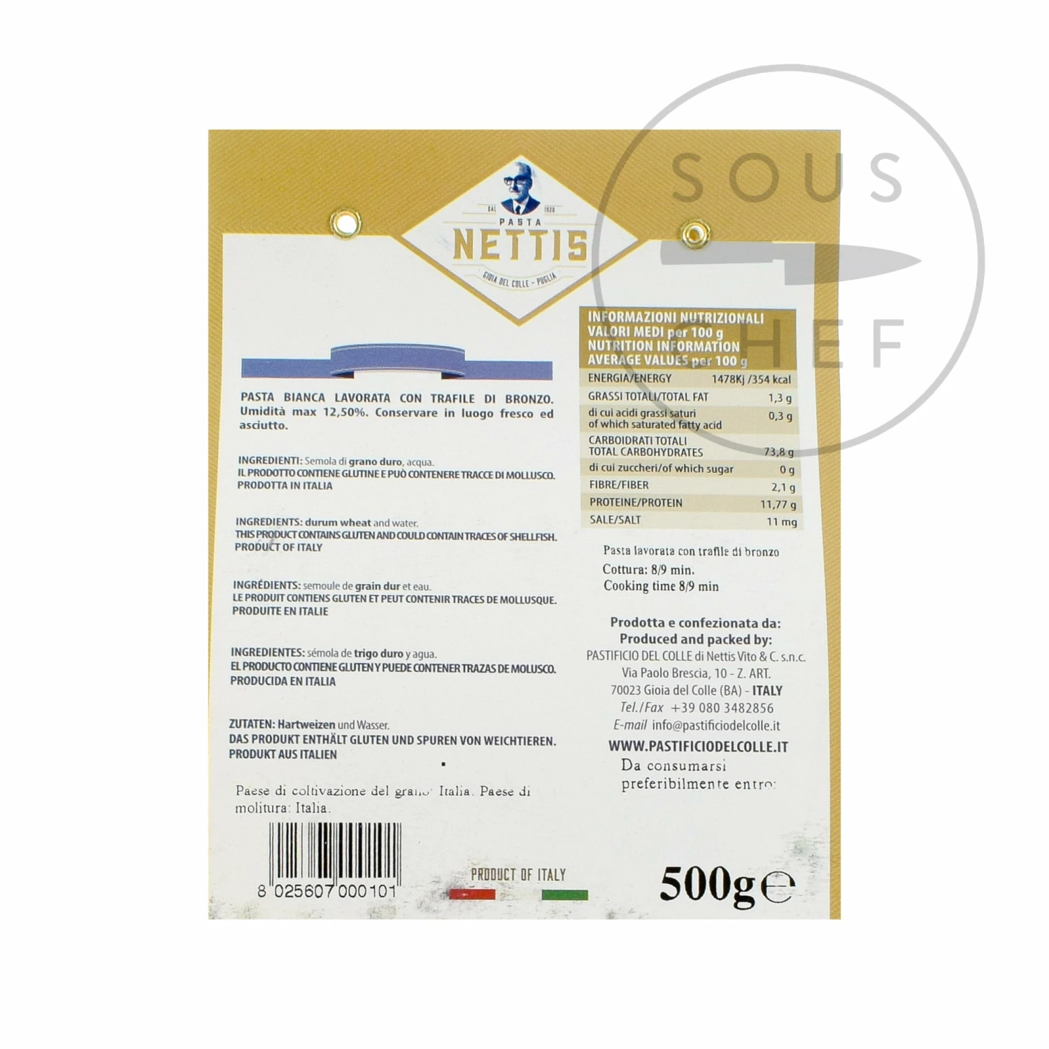 Pastificio Del Colle Nettis Bronze Die Orecchiette 500g