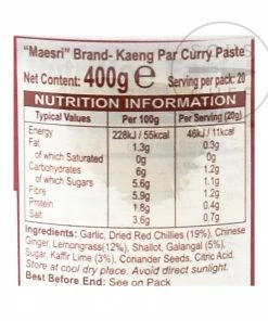 Ingredients Mae Sri Thai Jungle Curry Paste - Kaeng Par 400g